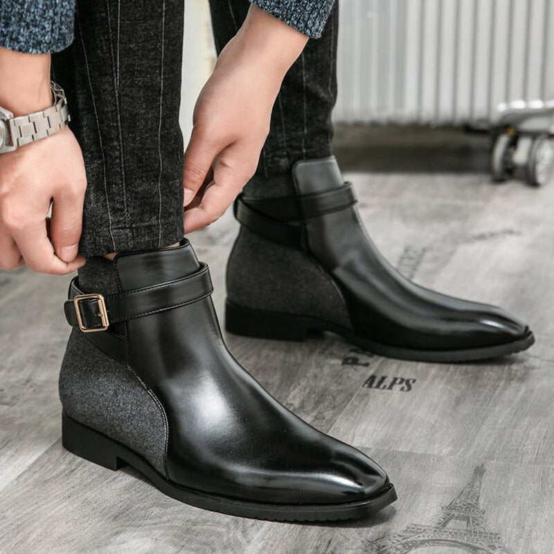 Elegante Herren-Leder-Enkellaarzen