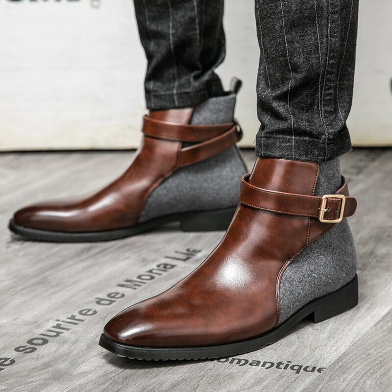 Elegante Herren-Leder-Enkellaarzen