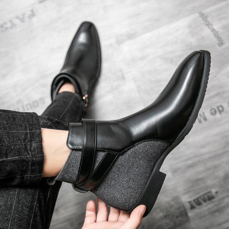 Elegante Herren-Leder-Enkellaarzen