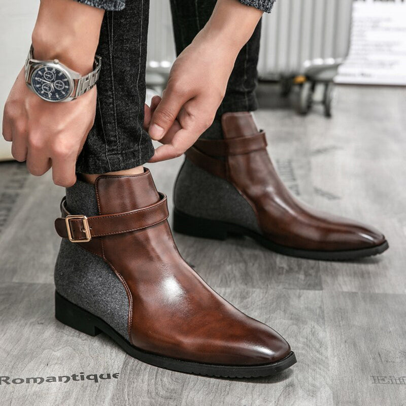 Elegante Herren-Leder-Enkellaarzen