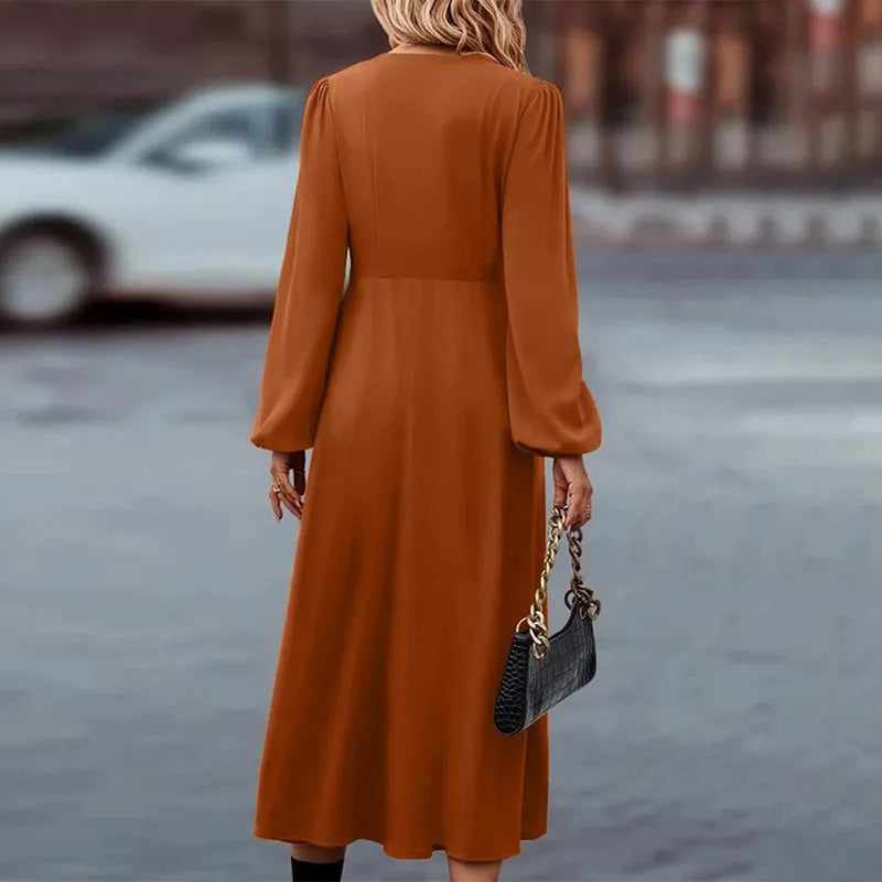 Elegante Damenlange Kleid mit langen Ärmeln