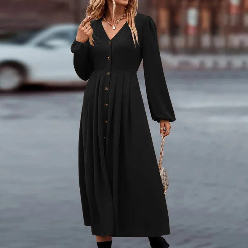 Elegante Damenlange Kleid mit langen Ärmeln
