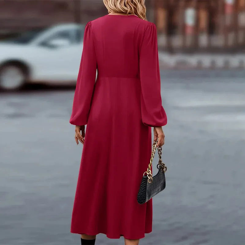 Elegante Damenlange Kleid mit langen Ärmeln