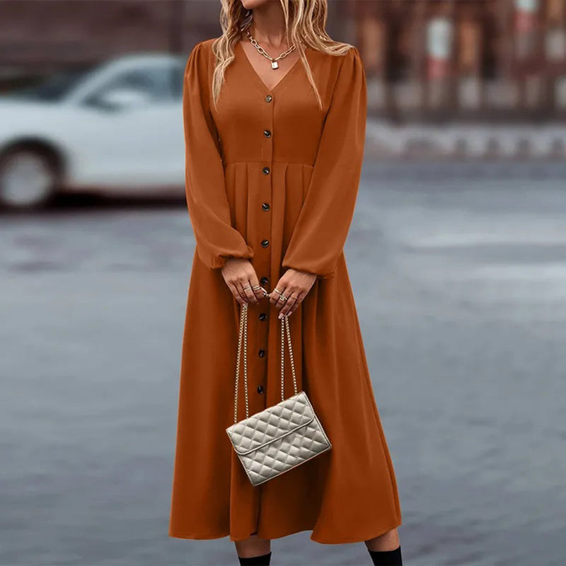 Elegante Damenlange Kleid mit langen Ärmeln
