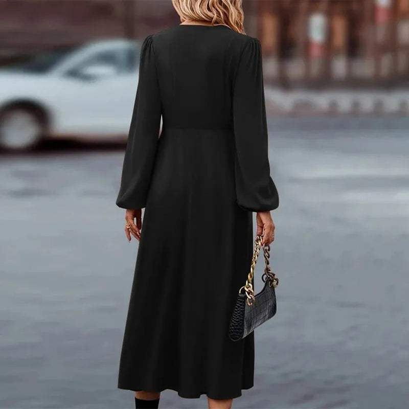 Elegante Damenlange Kleid mit langen Ärmeln