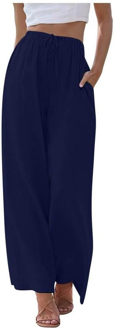 Lässige und bequeme Palazzo-Hose mit Taschen – Marineblau