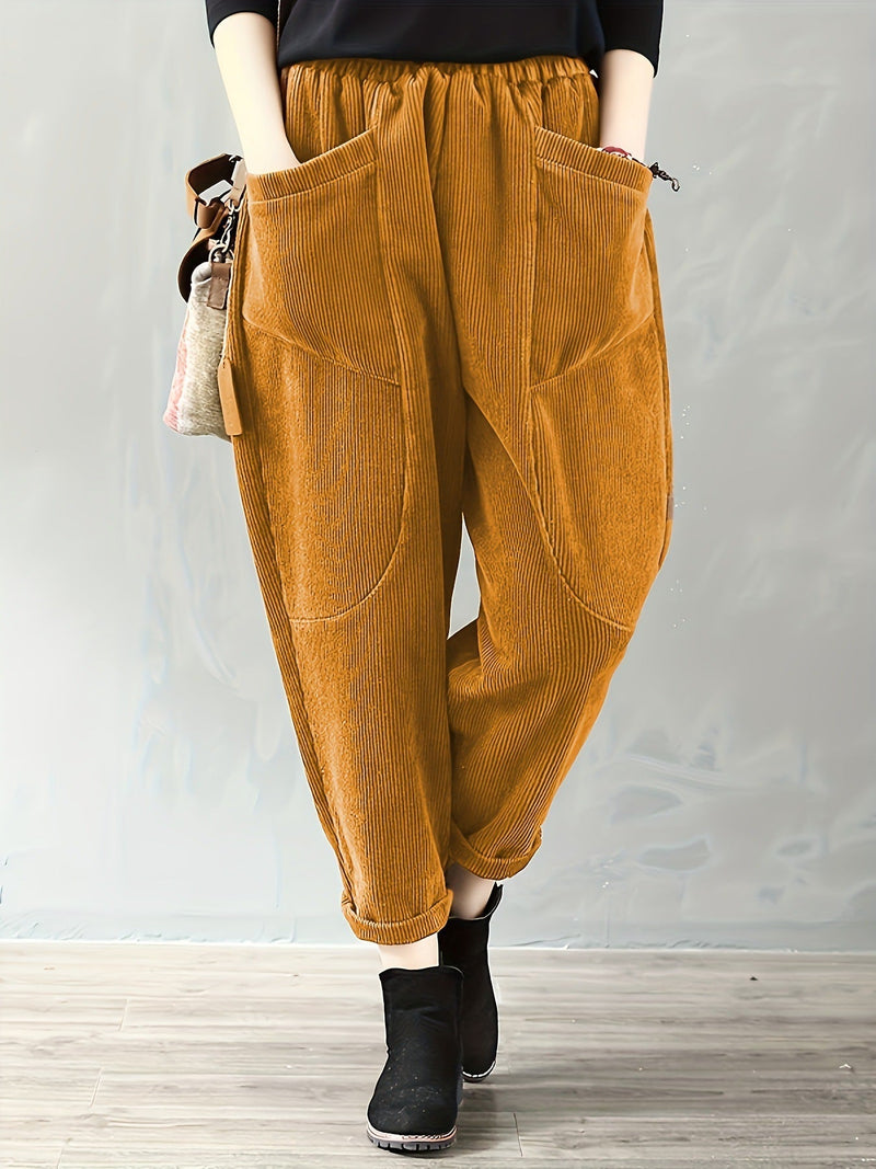 Damen-Cordhose mit lockerer Passform und Taschen