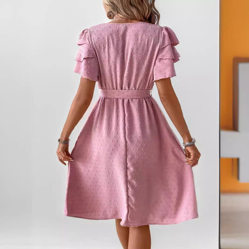 Elegantes Heidi -Polka Dot Jacquard Kurzkleid
