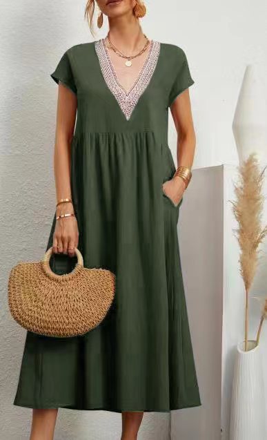 Kuscheliges - V-Ausschnitt Kurzärmeliges Kleid für dich