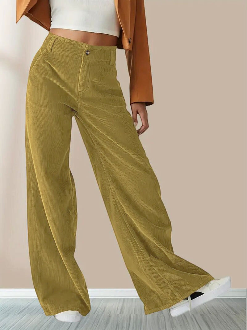 Lässige Damen-Cordhose mit weitem Bein