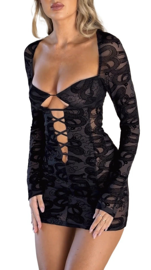 Elegantes Heidi -Tiefes V Slim Fit Trägerkleid