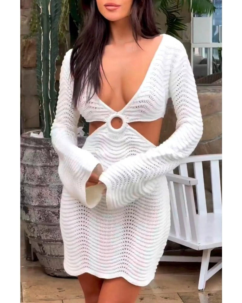 Elegantes Heidi -Rückenfreies Strickkleid für den Strand