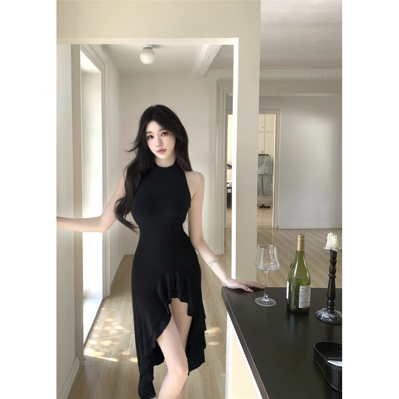 Elegantes Heidi -Rüschenscheel Fitted Taille Kleid