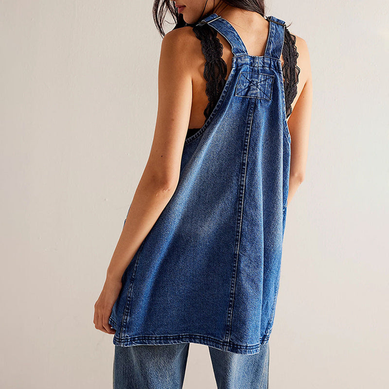 Bequemes Heidi -Frühling Denim Mini Kleid für Mädchen