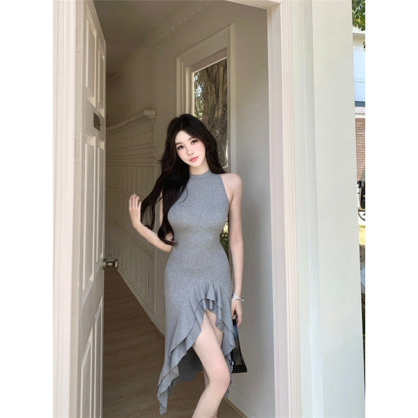 Elegantes Heidi -Rüschenscheel Fitted Taille Kleid