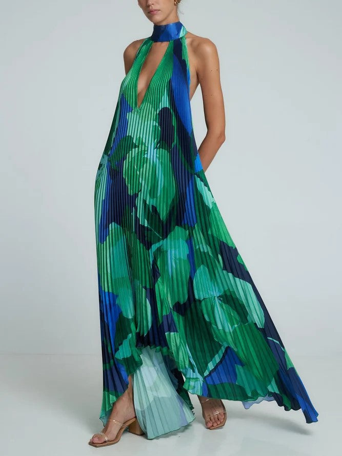 Elegantes Tiefes V-Ausschnitt Schwingkleid für Damen