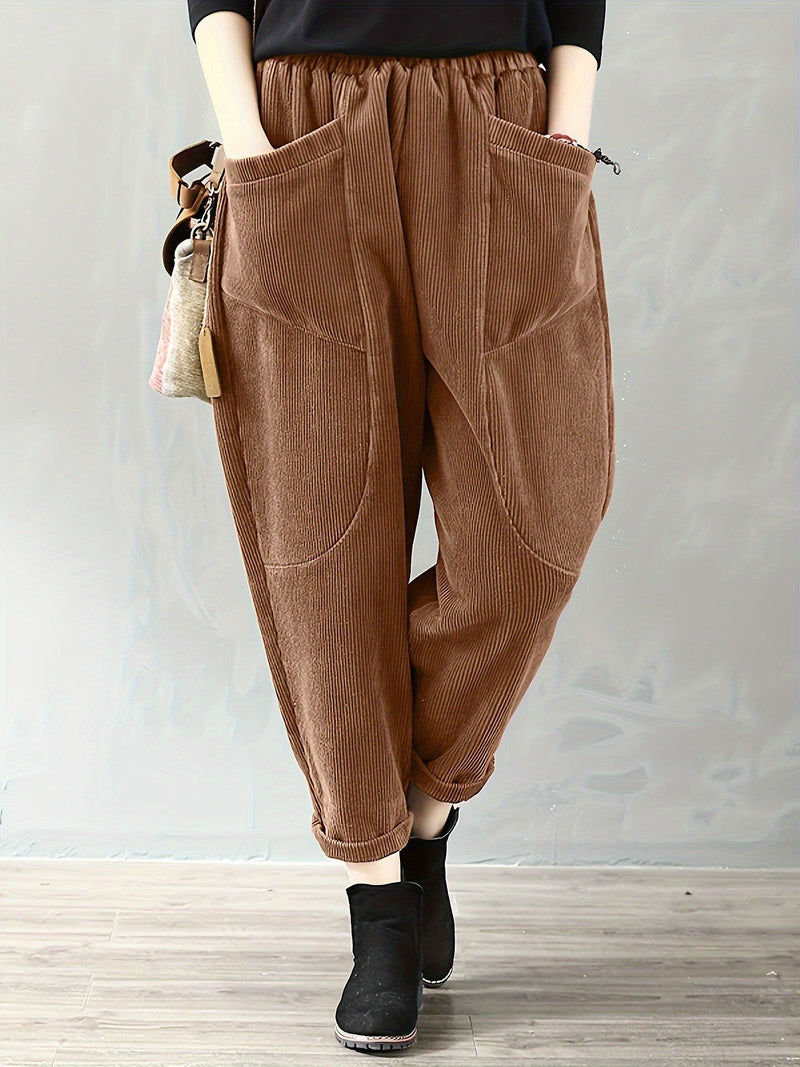 Damen-Cordhose mit lockerer Passform und Taschen