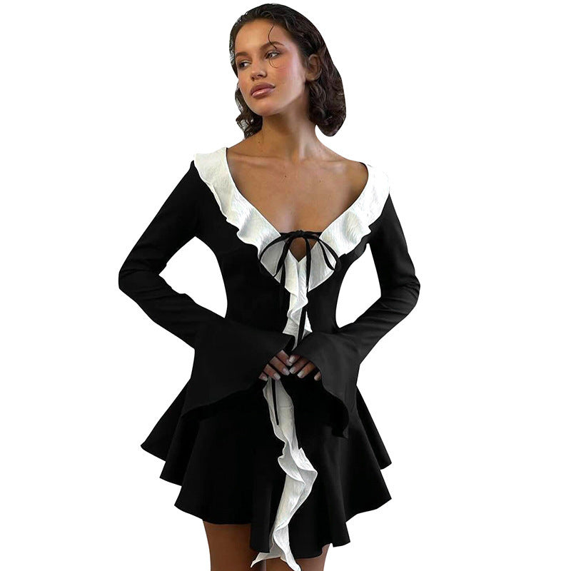 Elegantes Heidi -Rüschener Spitzkragen Kleid