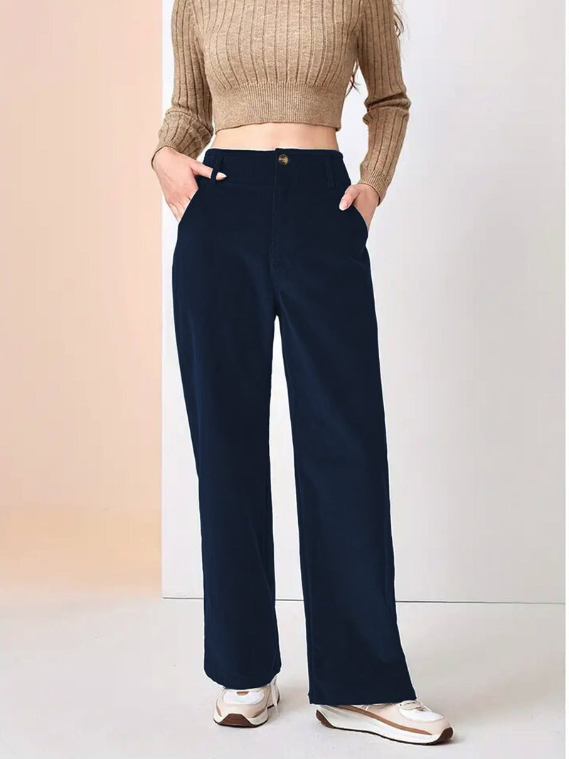 Lässige Damen-Cordhose mit weitem Bein