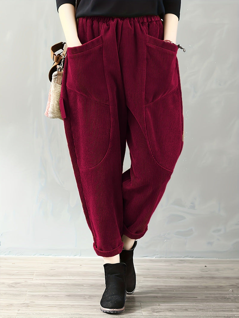 Damen-Cordhose mit lockerer Passform und Taschen
