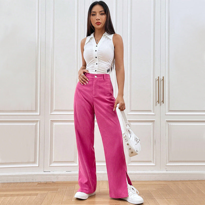 Modische Damen-Cordhose mit weitem Bein