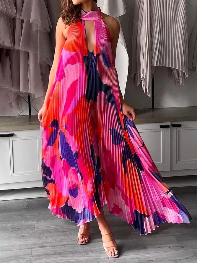 Elegantes Tiefes V-Ausschnitt Schwingkleid für Damen