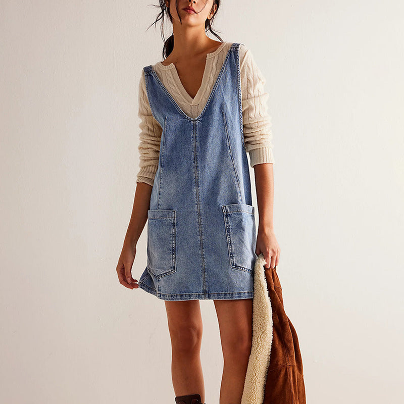 Bequemes Denim Kleid mit Taschen für jeden Tag