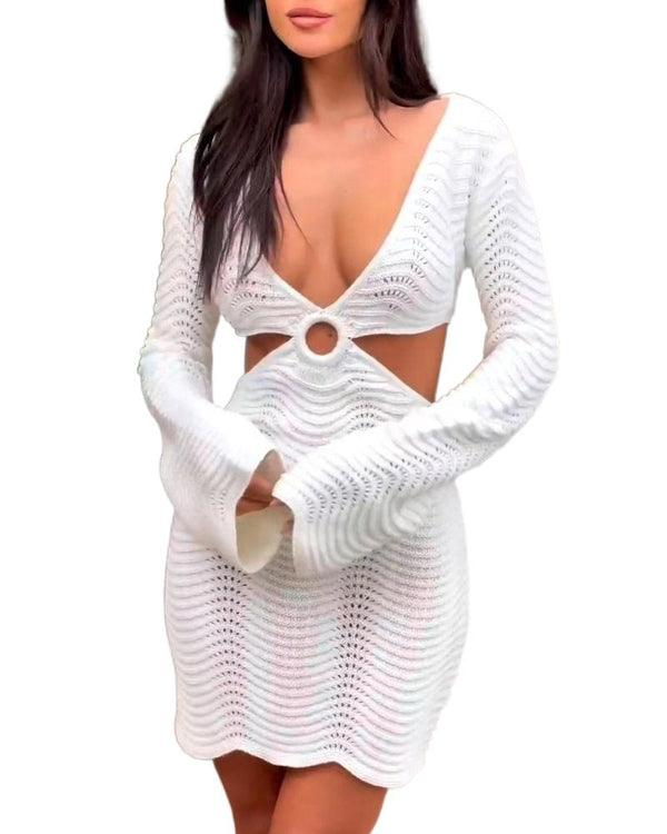 Elegantes Heidi -Rückenfreies Strickkleid für den Strand