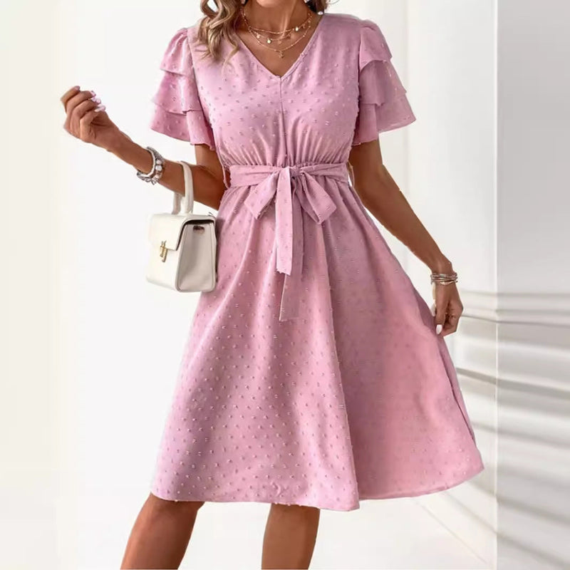 Elegantes Heidi -Polka Dot Jacquard Kurzkleid