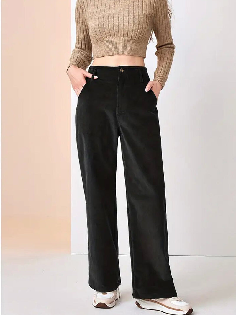 Lässige Damen-Cordhose mit weitem Bein