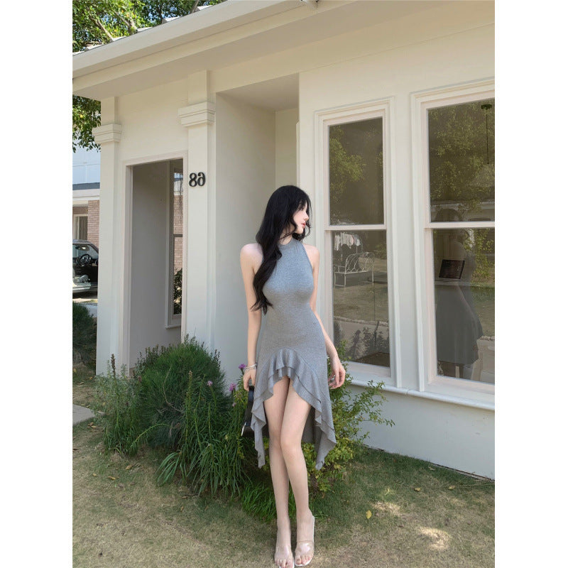 Elegantes Heidi -Rüschenscheel Fitted Taille Kleid