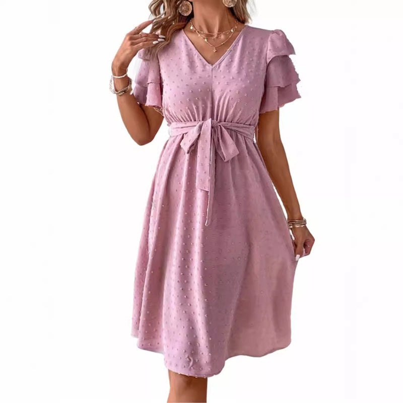 Elegantes Heidi -Polka Dot Jacquard Kurzkleid