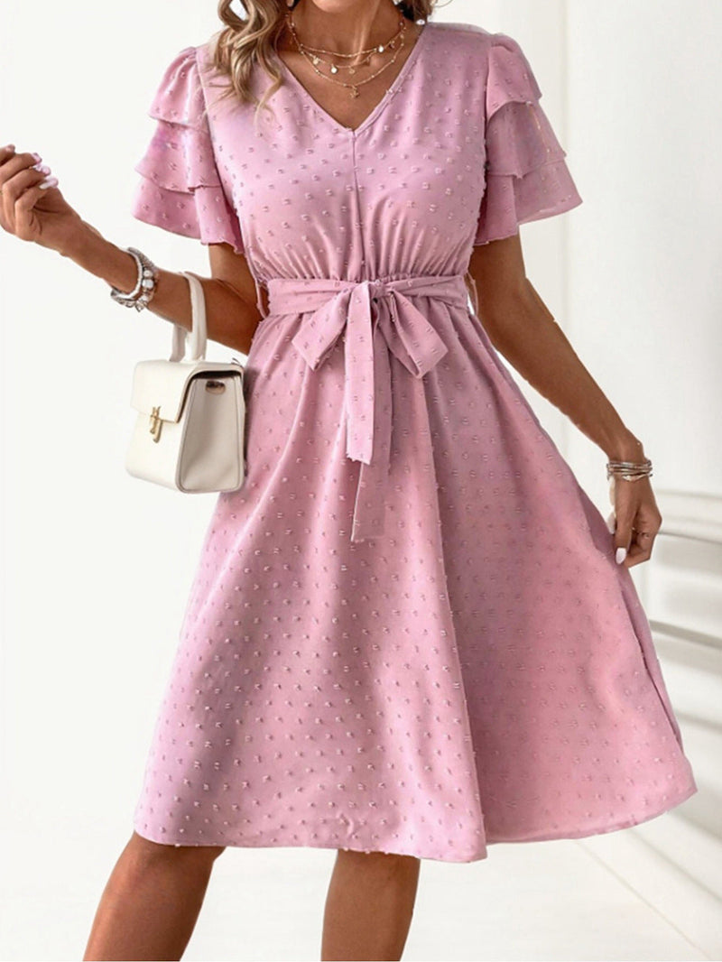 Elegantes Heidi -Polka Dot Jacquard Kurzkleid