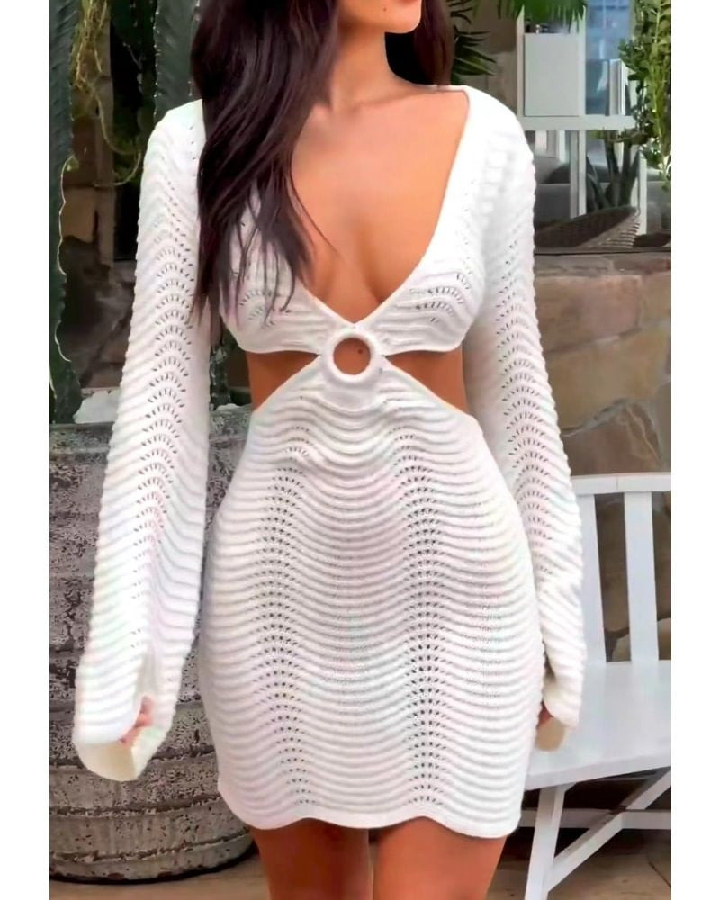 Elegantes Heidi -Rückenfreies Strickkleid für den Strand