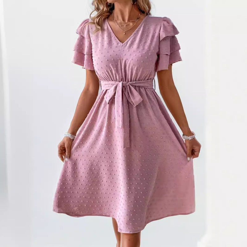 Elegantes Heidi -Polka Dot Jacquard Kurzkleid