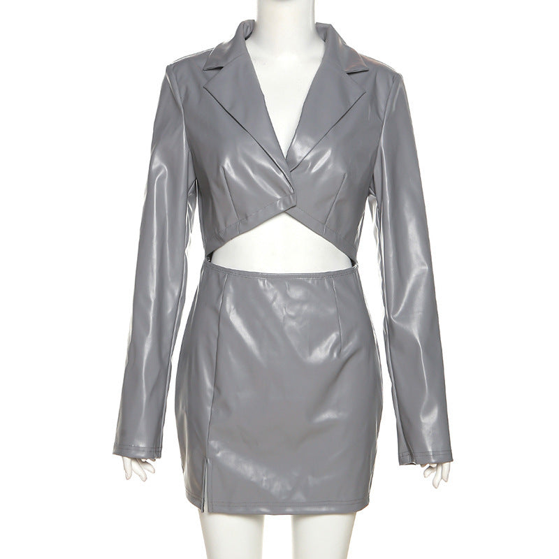 Elegantes Heidi -Langarm-Crop-eng anliegendes Bodycon-Kleid
