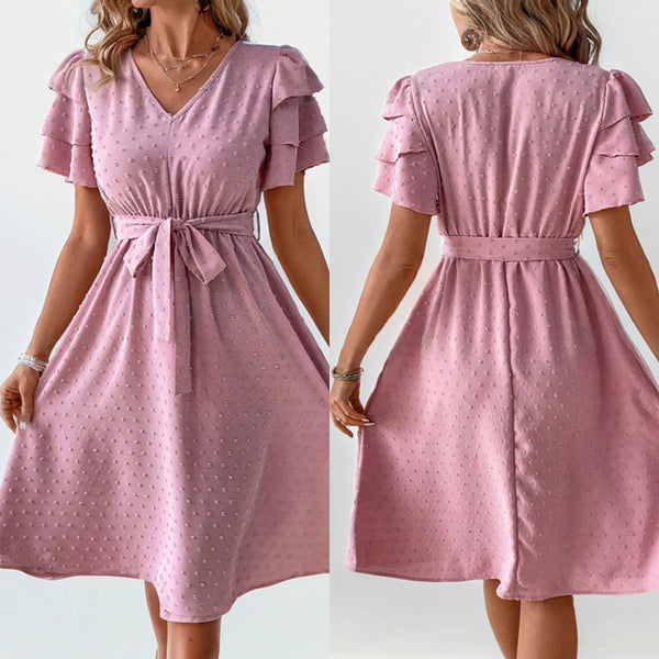 Elegantes Heidi -Polka Dot Jacquard Kurzkleid