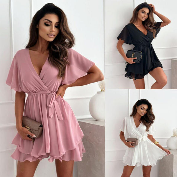 Elegantes Heidi -Kurzes Rüschensaum Damen-Minikleid