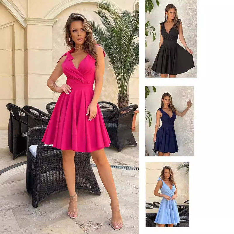 Elegantes Heidi -Ärmelloses tiefes V-Ausschnitt-Minikleid