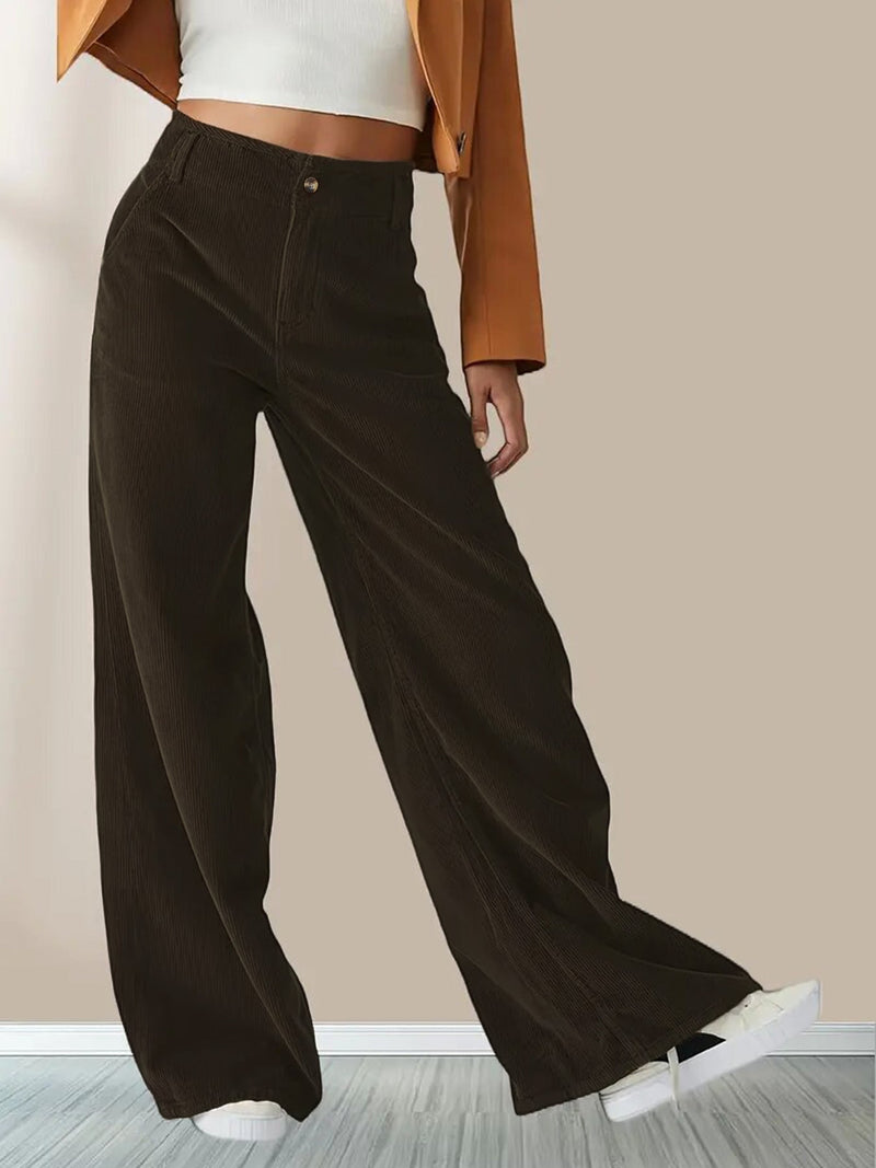 Lässige Damen-Cordhose mit weitem Bein