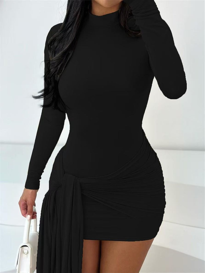 Elegantes Heidi -Schlankmachendes Taillenlangarmkleid