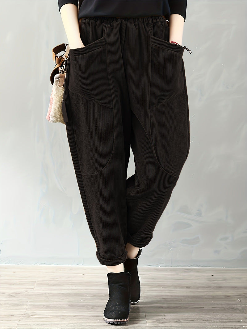 Damen-Cordhose mit lockerer Passform und Taschen