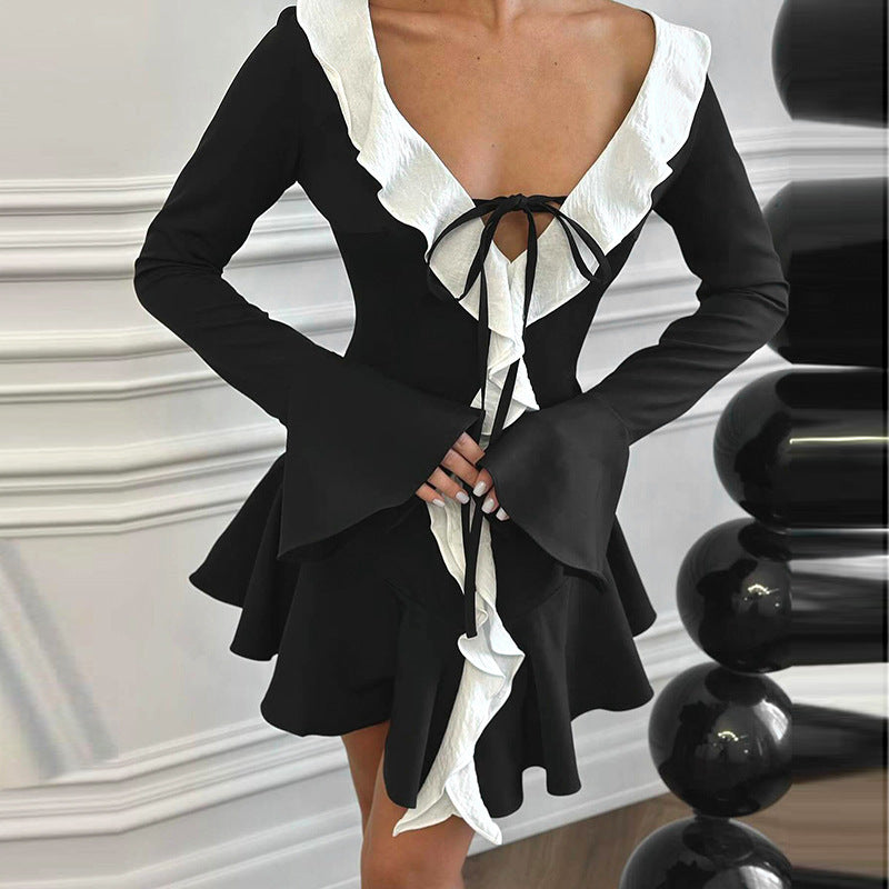 Elegantes Heidi -Rüschener Spitzkragen Kleid