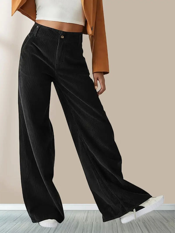 Lässige Damen-Cordhose mit weitem Bein