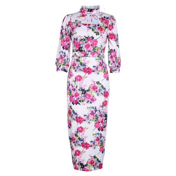 Midi-Kleid mit Stehkragen für Damen