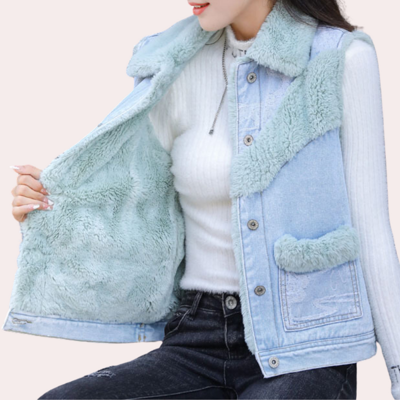 Warme, bequeme Denim-Winterjacke für Damen
