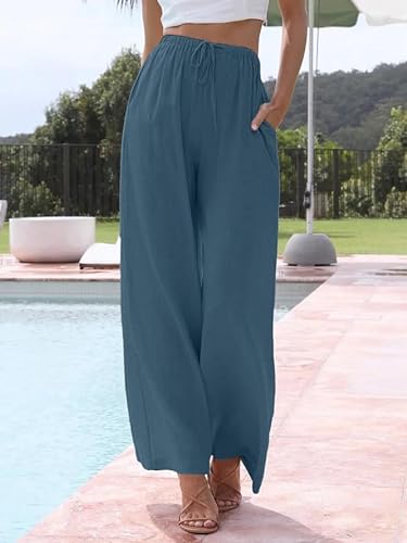 Bequeme, weiche Palazzo-Hose für den Sommer – Ozeanblau