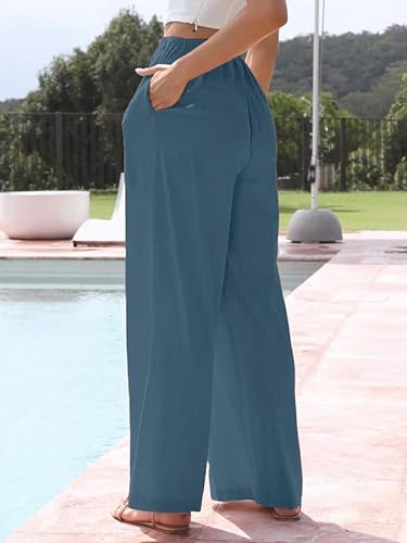 Bequeme, weiche Palazzo-Hose für den Sommer – Ozeanblau