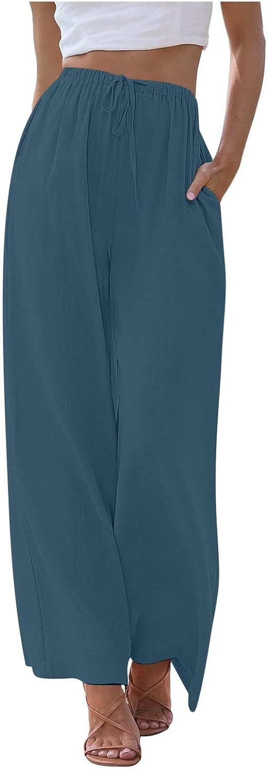 Bequeme, weiche Palazzo-Hose für den Sommer – Ozeanblau