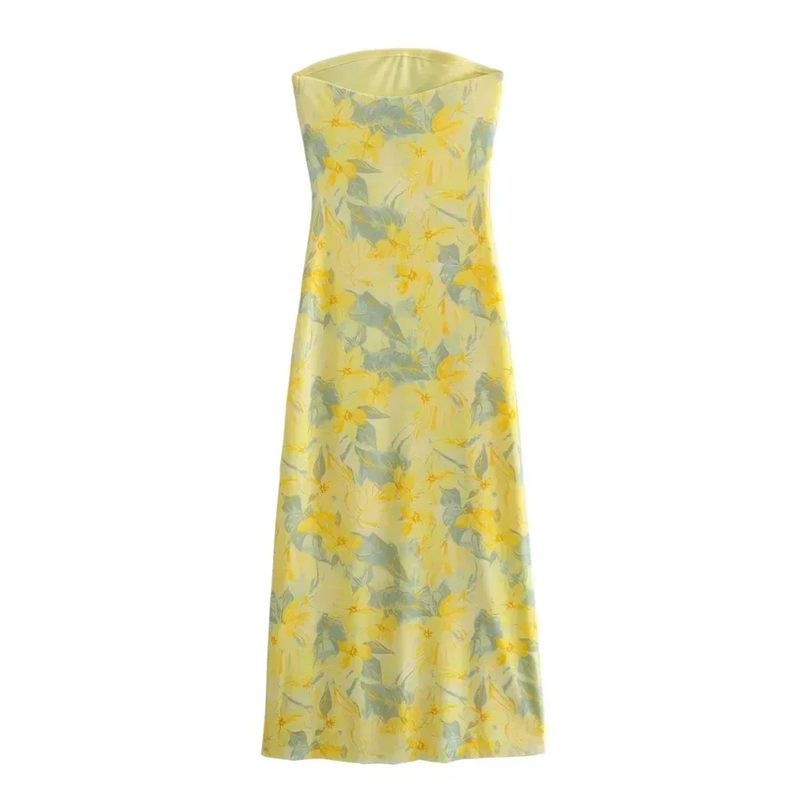 Elegantes Sommerkleid aus Seide mit Druck